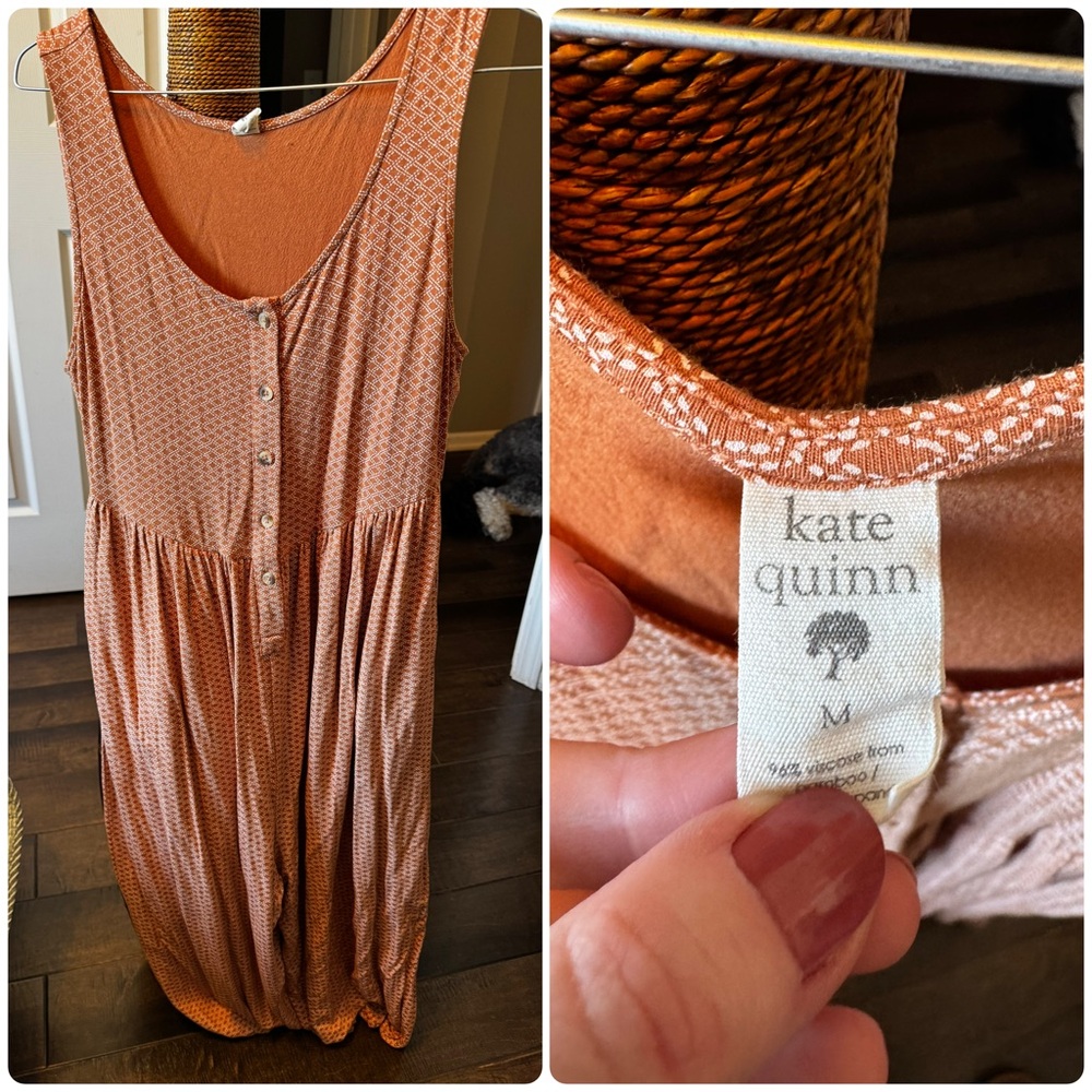 Kate Quinn Terracotta Button-Front jumpsuit